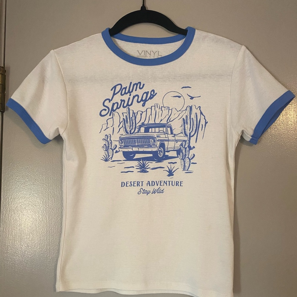 Vinyl Palm Springs Desert Adventure Tee - White and Blue